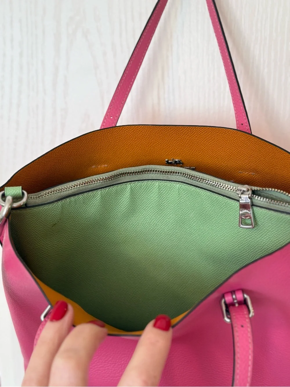 Coach Pink Leather Mollie Tote Purse with Crossbody Strap